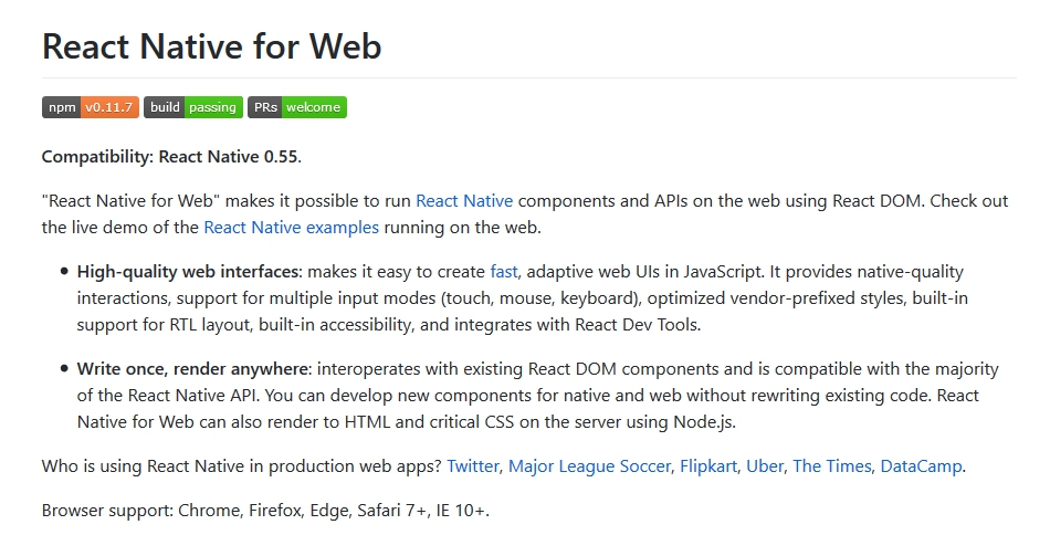 React Native for Web