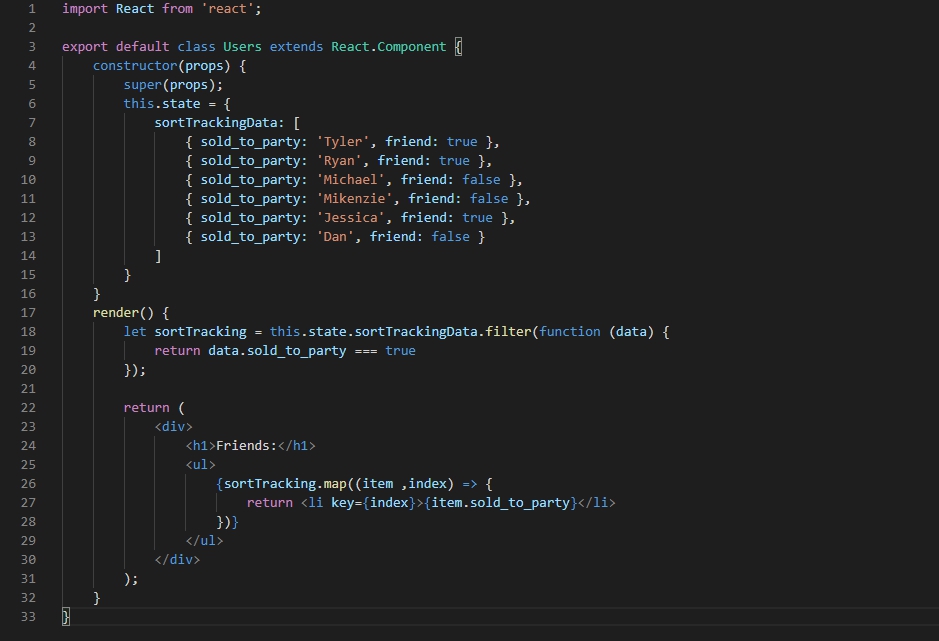 filter react